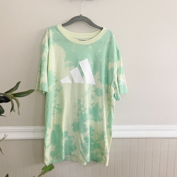Adidas Green Yellow Tie Dye Boys T-Shirt Size Medium - Picture 1 of 6